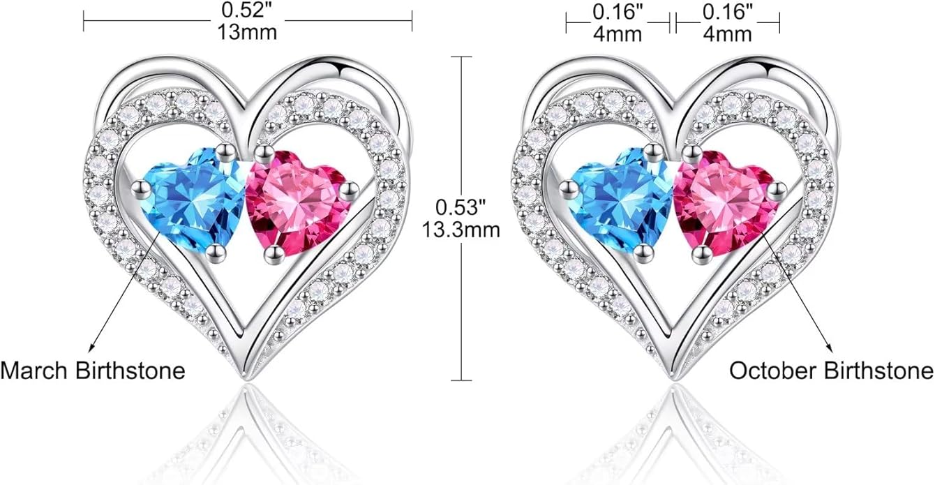 Iefil Valentines Day Gifts for Her - 925 Sterling Silver Birthstone Earrings, Anniversary Birthday Gifts for Women Wife Girlfriend Mom