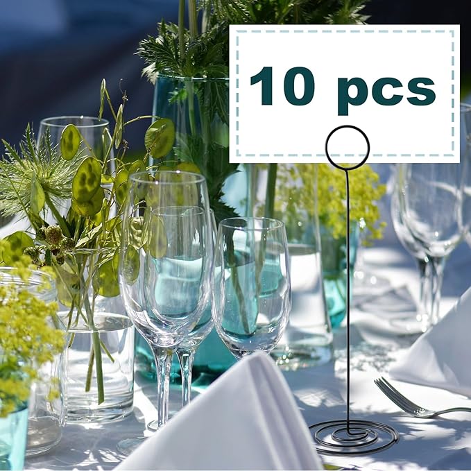 Hoewina 10Pcs Place Card Holder, Table Number Holders, Wire Picture Holder, Table Card Holders Stand, Photo Holder for Centerpieces, Wedding Reception, Party, Birthday (Black)
