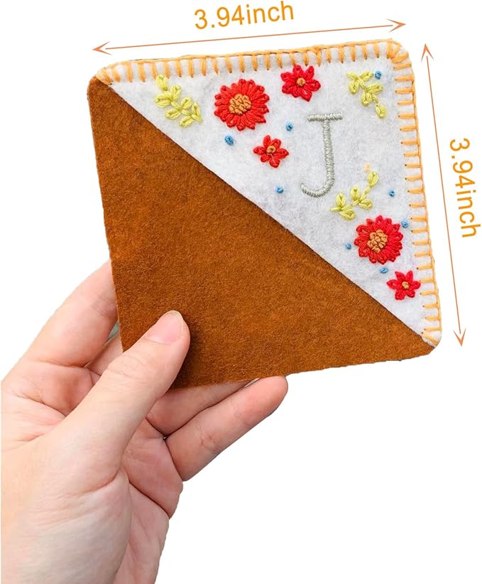 Personalized Hand Embroidered Corner Bookmark, Cute Flower Book Mark, Hand Stitch Gift for Women Book Lovers by HNQCPCVU (X, White)