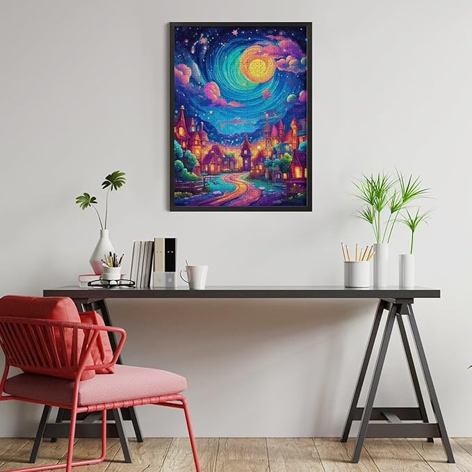 Jigsaw Puzzles for Adults 500 Piece - Color Dream Town Themed Wooden Puzzles，Puzzle Games Challenge Puzzles，Educational Games，Family Puzzles，Unique Gifts for Wall Art