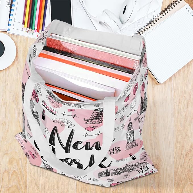 Jeilink New York Souvenirs and Gifts Beach Weekender Tote Travel Reusable Grocery Bags Girls Trip