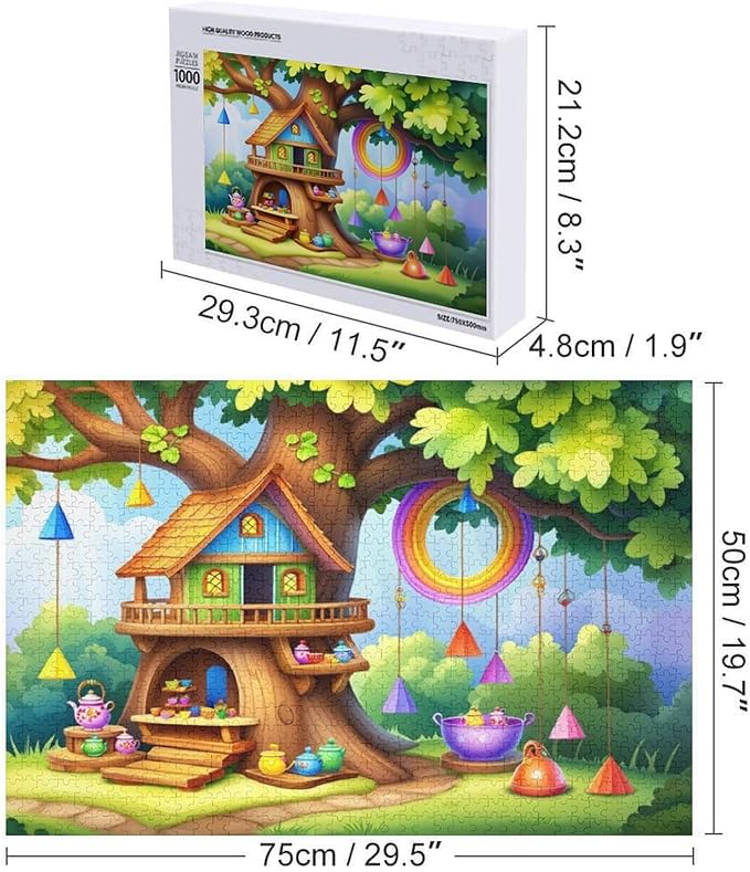 Wooden Puzzle - Fantastical Treehouse Escape Jigsaw Puzzles，Wooden Puzzles for Adults 1000 Pieces Challenge Puzzles，Educational Games，Family Puzzles，Unique Gifts for Wall Art
