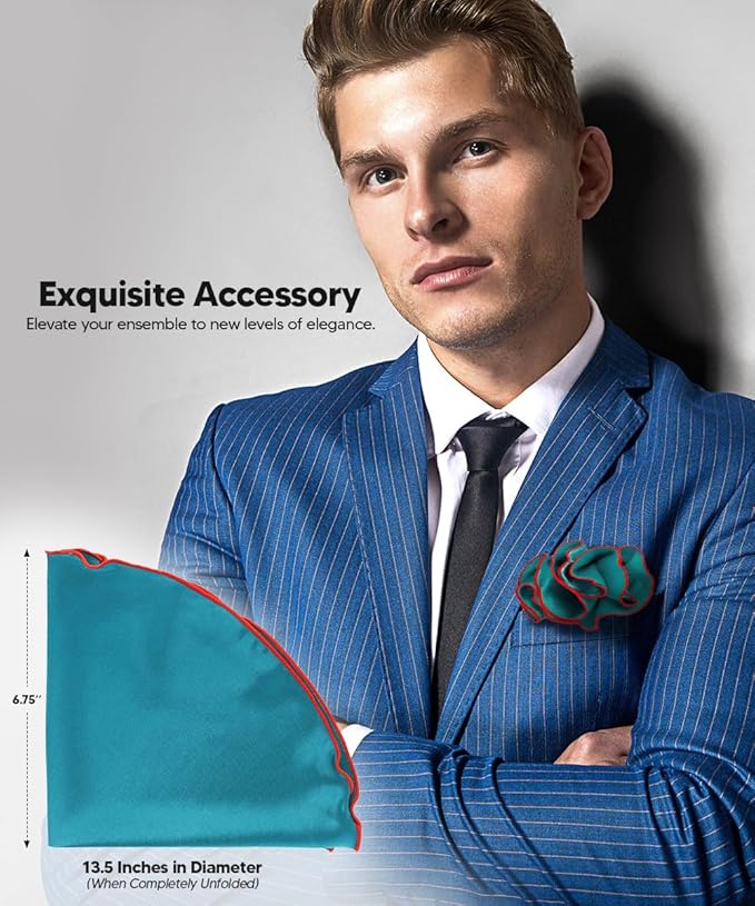 Premium Pre-Folded Four-Point Suit Pocket Square for Men with Sewn Pocket Fold