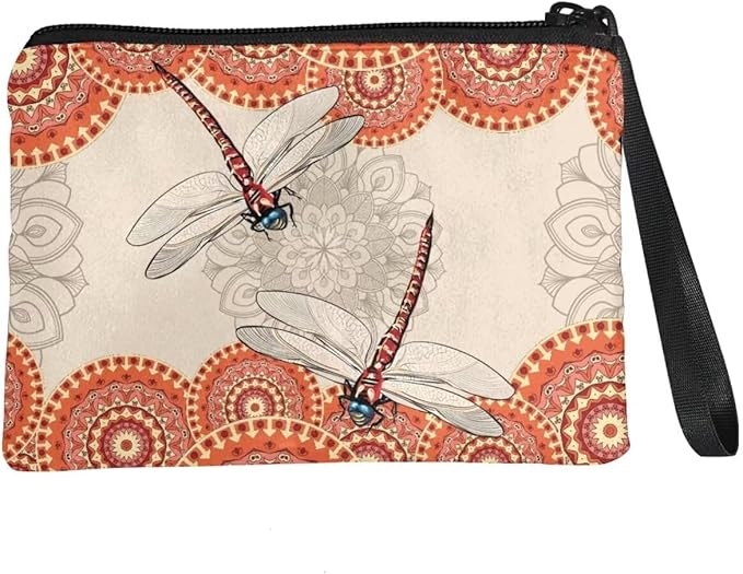 Dolyues Dragonfly Coin Purse for Women Novelty Purse Aesthetic Kawaii Accessories with Zipper Boho Style Small Change Pouch Mini Pouches Wallet Coin Bag