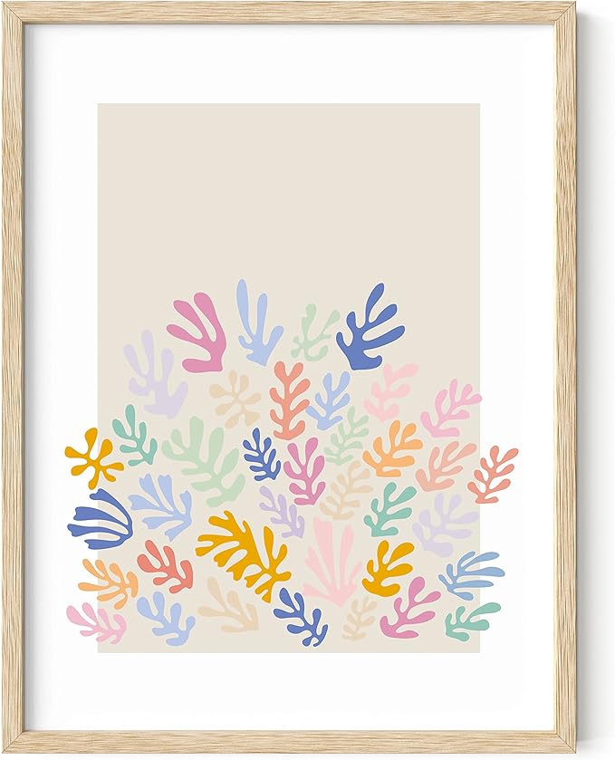 HAUS AND HUES Henri Matisse Prints, Matisse Exhibition Poster, Danish Pastel Wall Art, Aesthetic Pastel Room Decor (Beige Framed, 12x16)