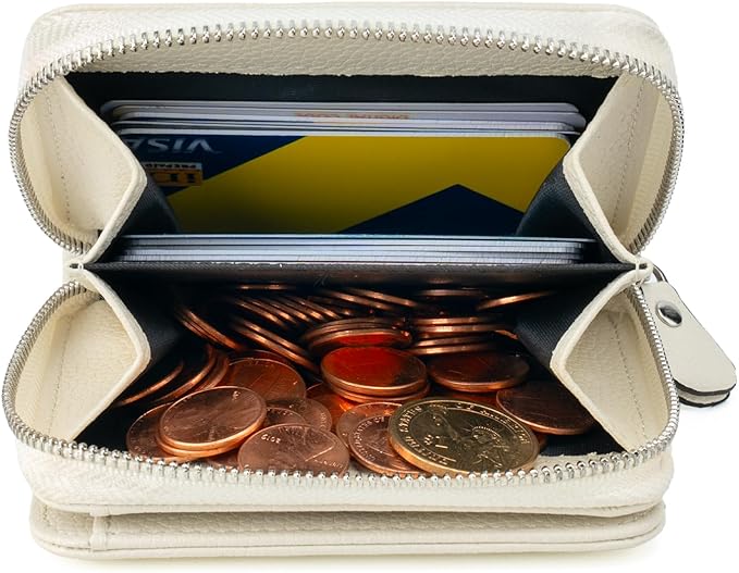 Genuine Small Wallet for Women, Slim RFID Blocking Credit Card Holder with ID Window, Compact Purses for Women with 21 Card Slots