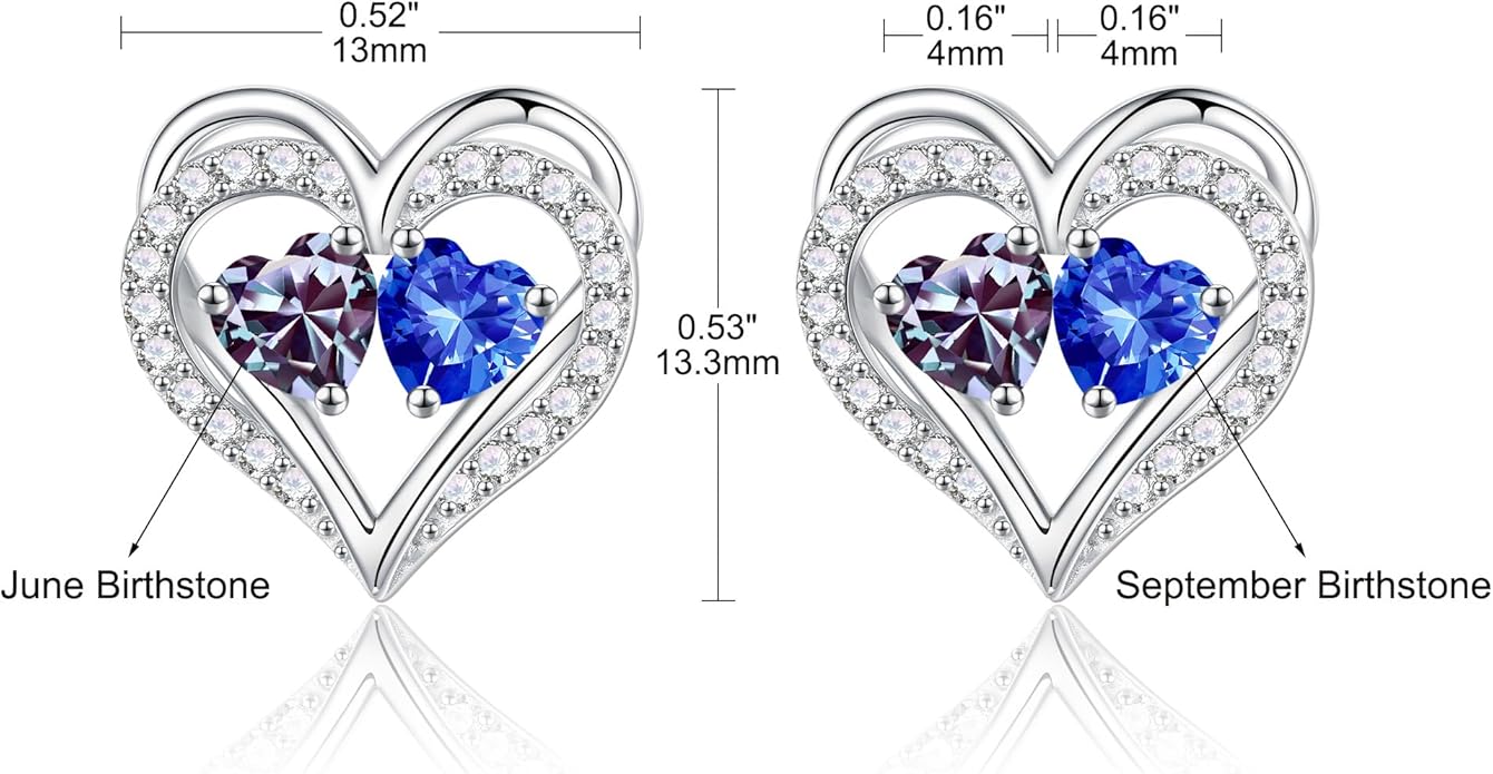 Iefil Valentines Day Gifts for Her - 925 Sterling Silver Birthstone Earrings, Anniversary Birthday Gifts for Women Wife Girlfriend Mom