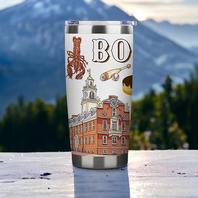 City Tumbler for City Lover,20oz Double Wall Vacuum Insulated Stainless Steel Coffee Cups (Boston)