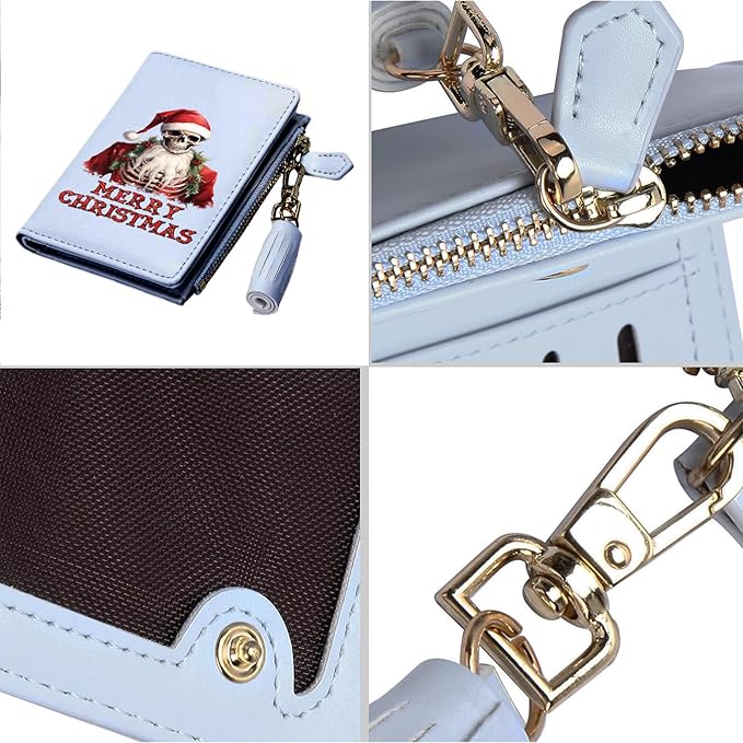 GEEAD Custom Design Small Wallets for Women Bifold Slim Coin Purse Zipper ID Card Holder for Christmas
