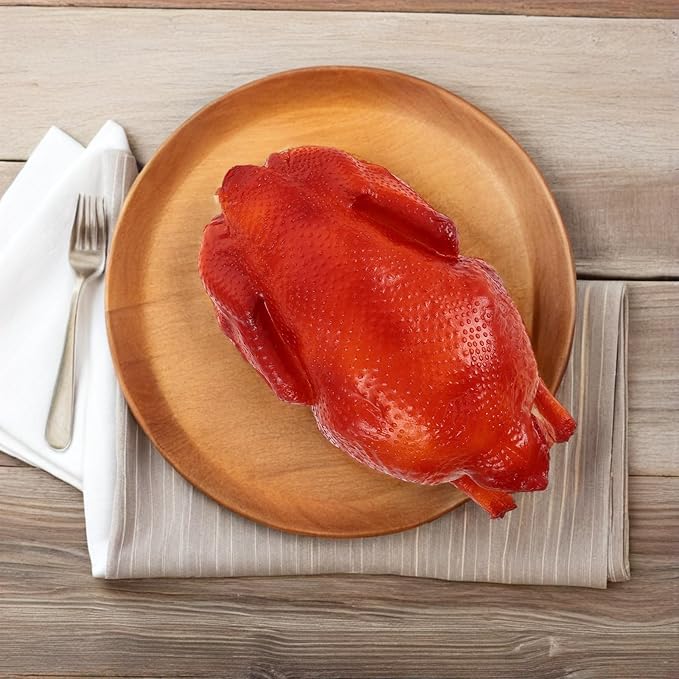 LOGOFUN Realistic Roast Chicken Model Artificial Cooked Turkey Prop Faux Fried Ornament for Thanksgiving Kitchen Display Food Simulation Decoration