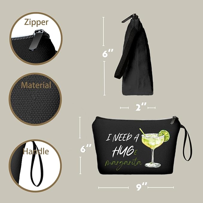 Margarita Cocktail Tequila Funny Unique Birthday Drink Gift Accessories for Women Female Coworker Friend Sister Bartender Mixologist Alcohol Lover Small Makeup Cosmetic Bag Valentine's day