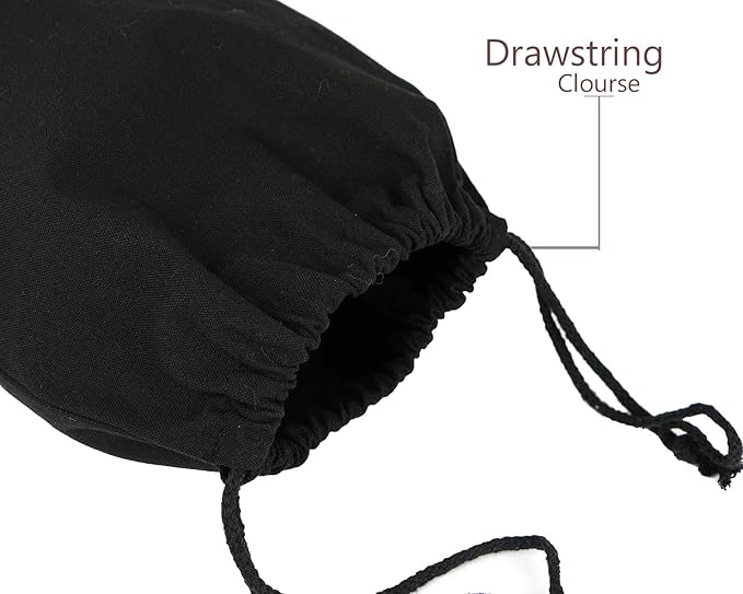 Lanyani 6 Packs Bank Coin Money Cash Bag Sacks, 12" x 17" Canvas Deposit Change Transit Bags with Drawstring, Heavy Duty, Black+Natural
