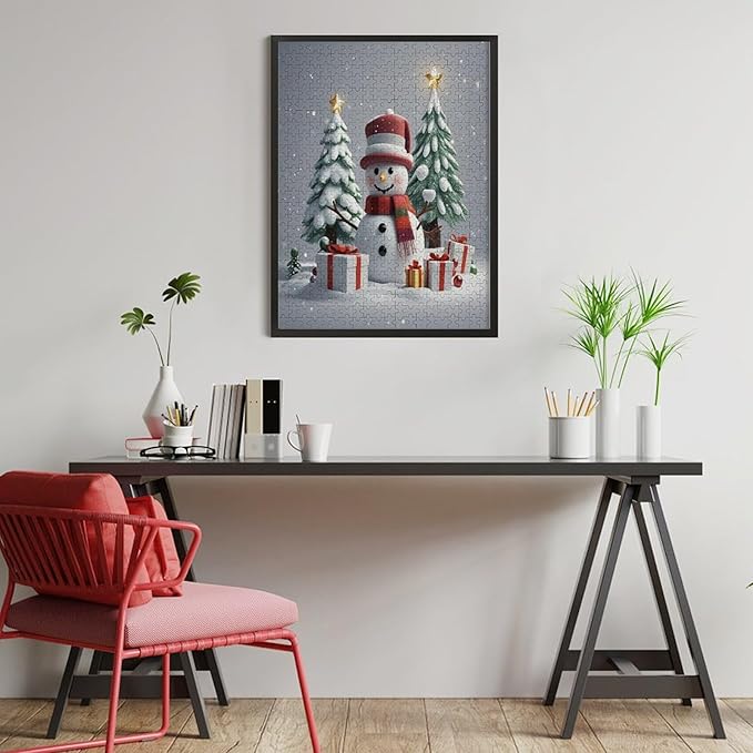 Wooden Puzzles for Adults 500 Pieces, Christmas Winter Snowman, Each Piece is Unique and Perfectly Put Together, are Special Home Decorations, Fun Puzzles, Party Games, Family Toys