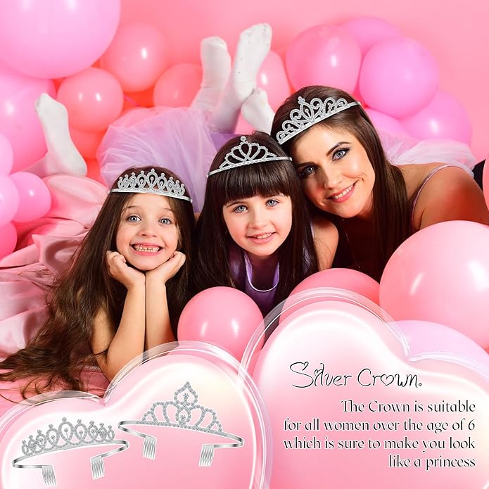 Riceshoot 50 Pcs Tiara Crowns Bulk for Women Crystal Princess Tiara Queen Rhinestone Crown with Comb Silver Bridal Wedding Headband for Women Prom Birthday Party Hair Accessory