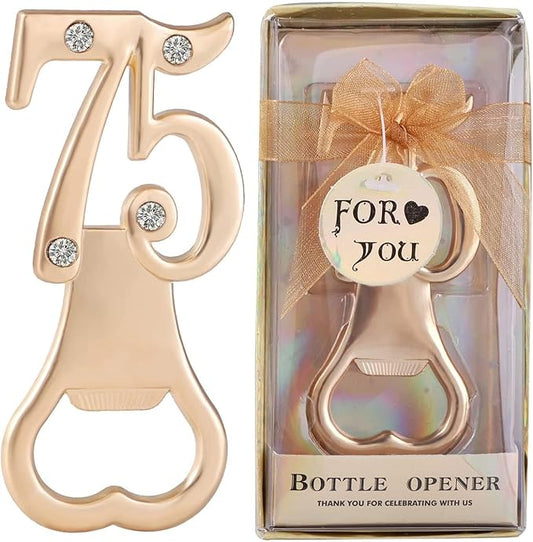 16PCS 75 Bottle Openers 1950 Birthday Party Favors for Guests Gifts Women,75th Birthday Party Favors,75th Wedding Anniversary Golden Wedding Bridal Shower Souvenirs Bottle Opener (16,Gold 75)