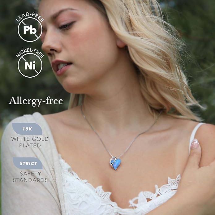 Leafael Valentine's Day Gift Necklaces for Women, Infinity Love Birthstone Heart Crystal Pendant, Birthday Anniversary Jewelry for Wife, Mom, and Her, Silver Plated, 18" + 2" Adjustable Chain