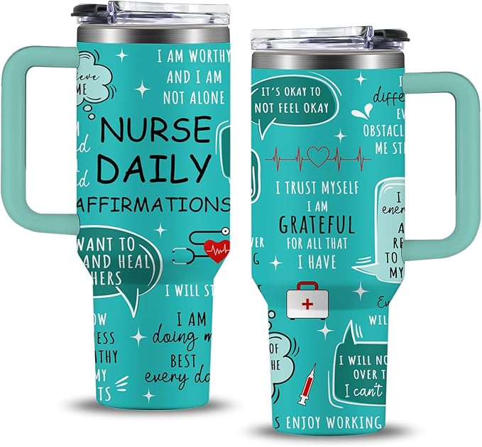 Nurse Gifts for Women Men, 40oz Nursing Tumbler with Nurse Daily Affirmations, Nurses Appreciation Gift, LPN RN Gift for Nurses Practitioner, Nursing Gifts for Birthday School Graduate Christmas