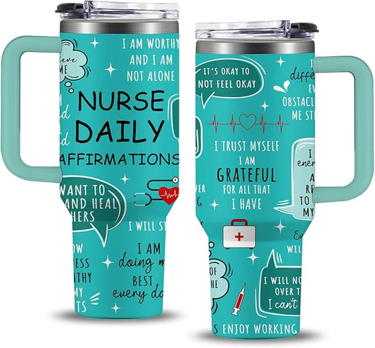 Nurse Gifts for Women Men, 40oz Nursing Tumbler with Nurse Daily Affirmations, Nurses Appreciation Gift, LPN RN Gift for Nurses Practitioner, Nursing Gifts for Birthday School Graduate Christmas