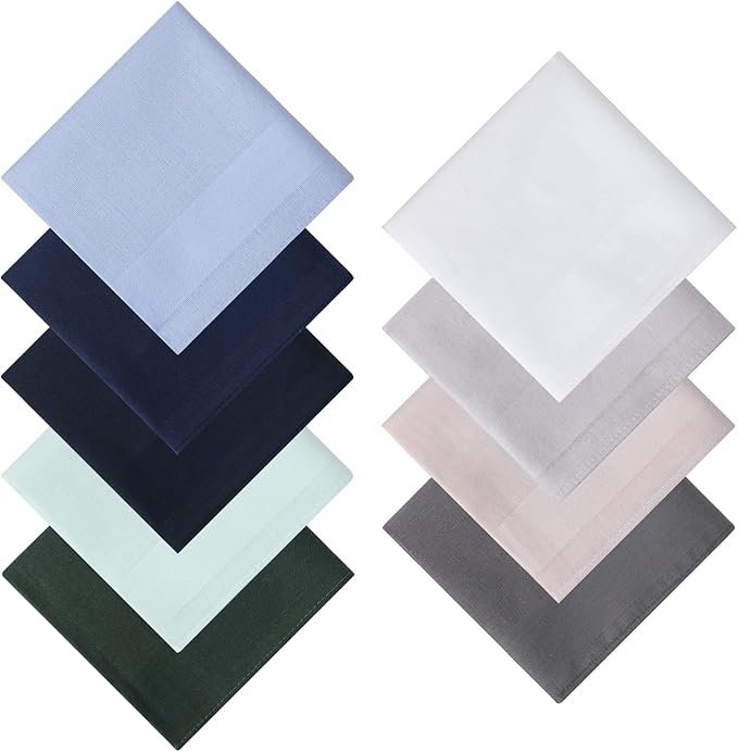 HOULIFE Men's Cotton Handkerchiefs, Solid Color 60S Soft Cotton Hankies for Men Women 6/12PCS 15.7"×15.7"