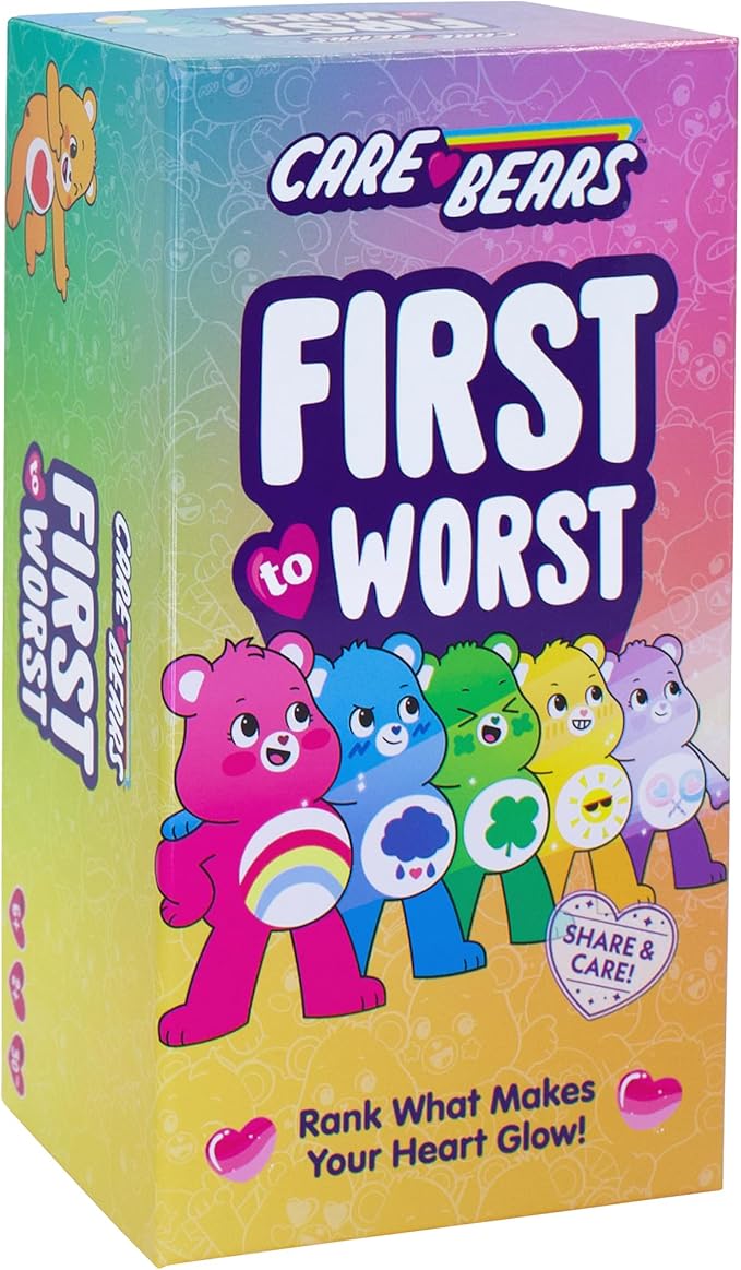 FIRST TO WORST: Care Bears Family Party Game - The Card Game About How Your Friends & Family Rank Things for Kids, Stocking Stuffers, Family Game Night with Polarizing Priorities