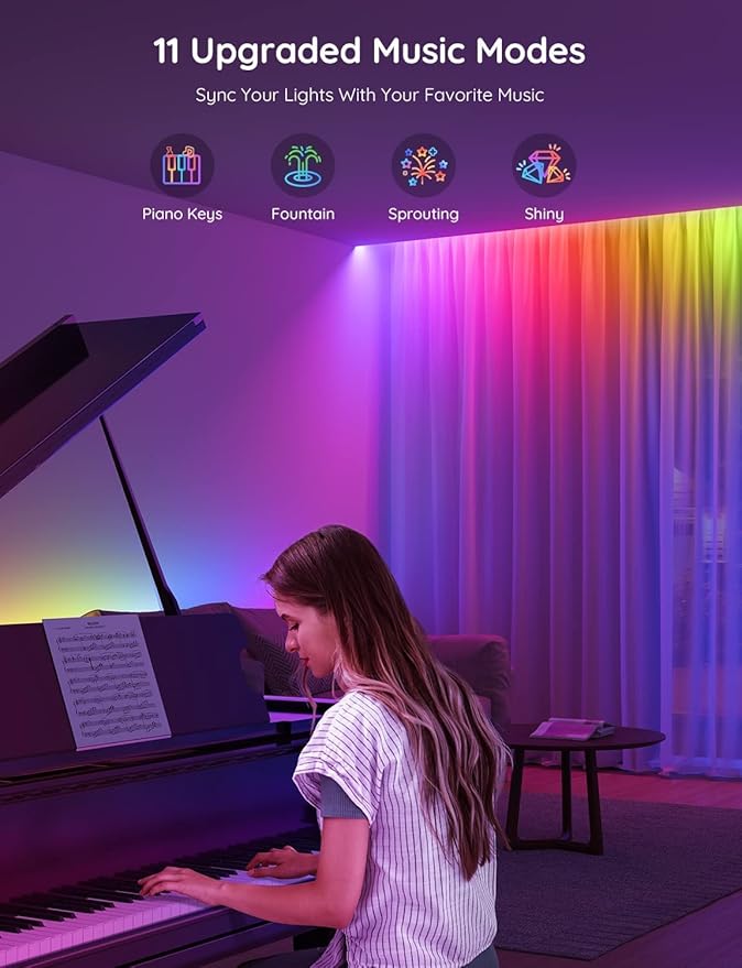 Govee 65.6ft RGBIC LED Strip Lights, Color Changing LED Strips, App Control via Bluetooth, Smart Segmented Control, Multiple Scenes, Enhanced Music Sync LED Lights for Bedroom, Home Decor (2 X 32.8ft)