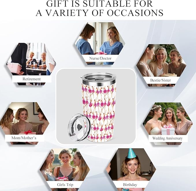 Dancer Gifts for Girls, Dance Recital Gifts，20 oz Insulated Tumbler, Tumbler with Lid, Vacuum Travel Coffee Mug Stainless Steel Cup Gift for Women Ballet Dancing Girl Teacher Christmas Birthday