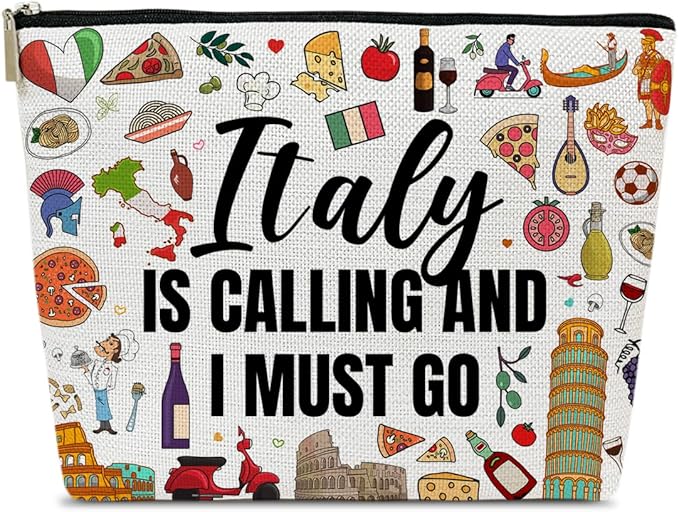 Italy Travel Gift Makeup Bag, Italy Lover Cosmetic Bag, City Themed Gifts For Traveller Women Friends Sister, Birthday Christmas Italian Bachelorette Party Favors