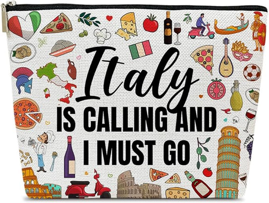 Italy Travel Gift Makeup Bag, Italy Lover Cosmetic Bag, City Themed Gifts For Traveller Women Friends Sister, Birthday Christmas Italian Bachelorette Party Favors