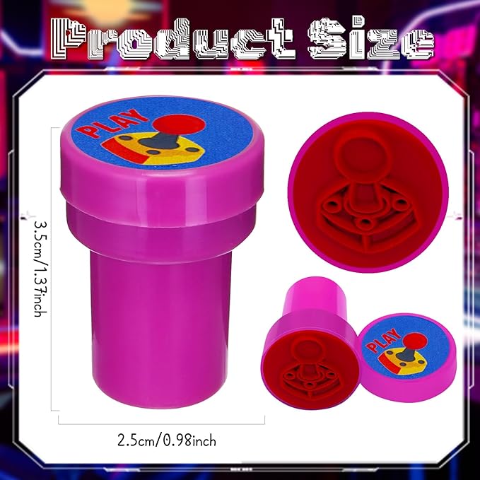 Cinrobiye 24 PCS Video Game Party Stampers，Gamer Birthday Party Favors for Boys Girls, Classroom Rewards, Carnival Prizes, Goodie Bag & Pinata Fillers, Game On Party Supplies