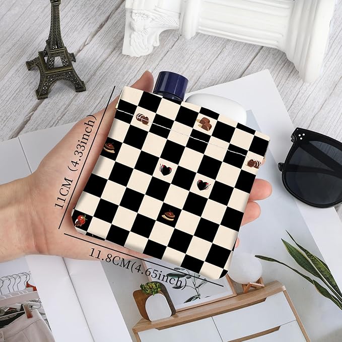2Pcs PU Leather Small Squeeze Coin Purse Pouch Mini coin Bag Unique And Cute Wallet Cosmetic Bags Change Bag For Women Girls Men （Black and pink checkered1