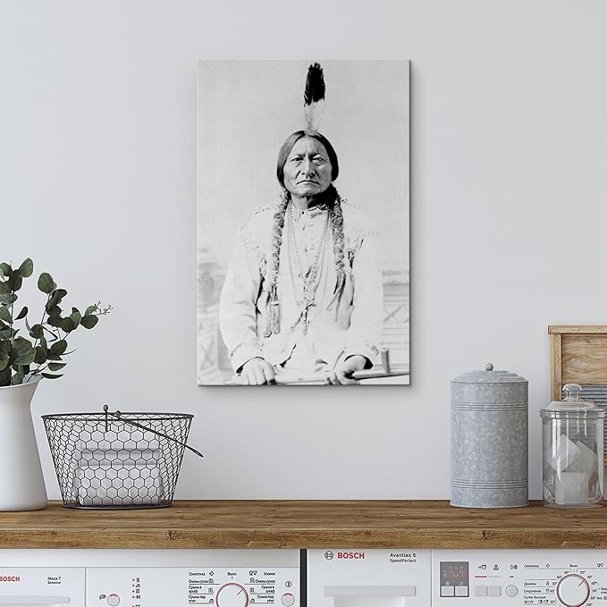 wall26 Canvas Print Wall Art Portrait of Sitting Bull People Pop Culture Historical Realism Famous Closeup Colorful Multicolor Classical for Living Room, Bedroom, Office - 16"x24"