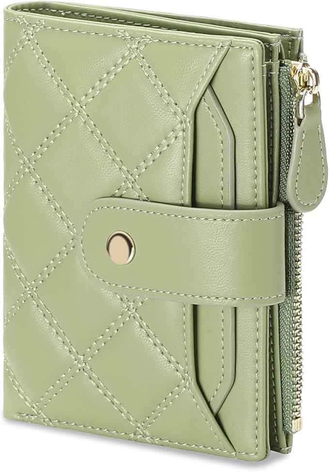 SENDEFN Small Wallet for Woman Leather RFID Blocking Bifold Zipper Pocket Credit Card Holder