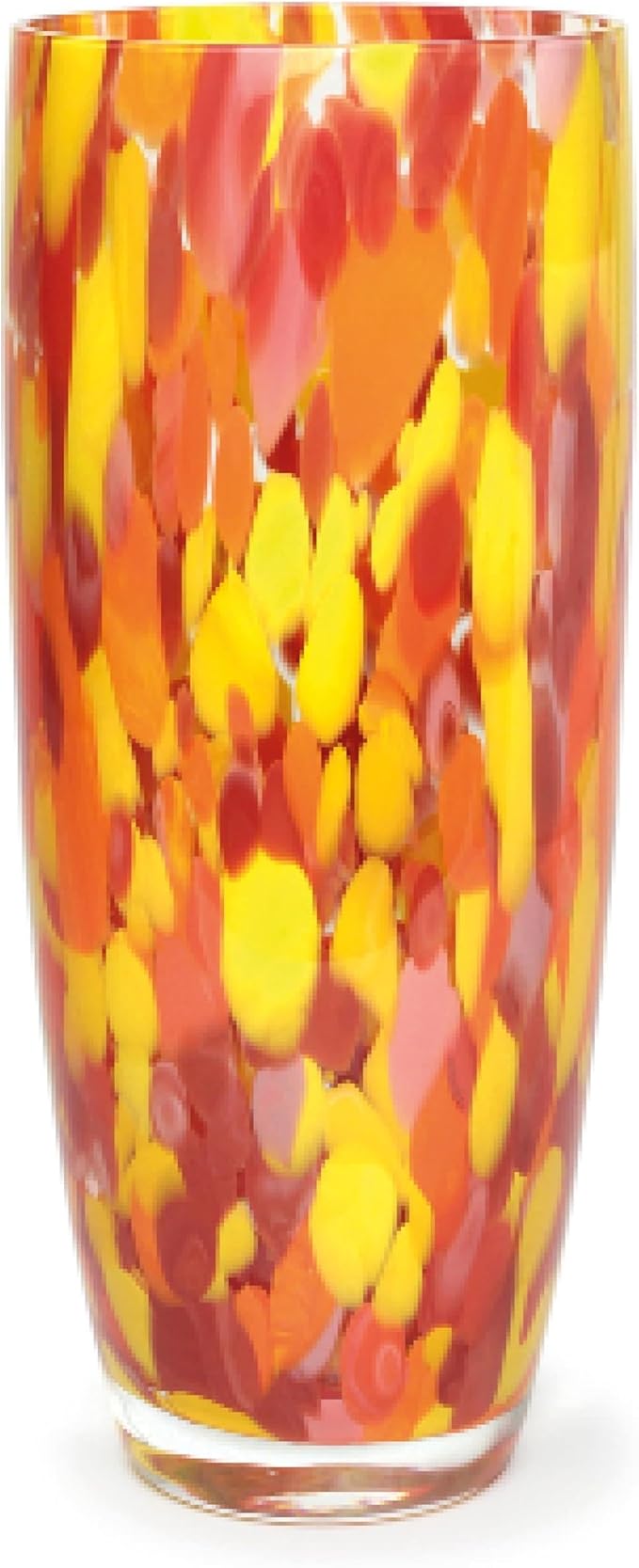 Ca D Oro Murano-Style Glass Vase Orange/Yellow Confetti Effect Hand Blown Art Glass Crystal for Flower, Room Decoration and Centerpiece - Model AD3
