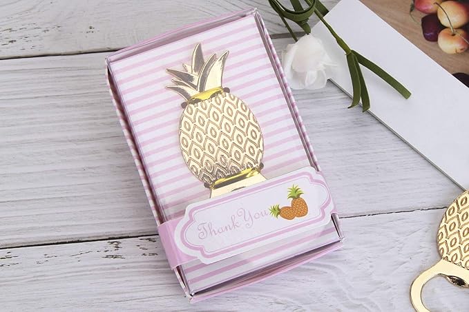 30 PCS Bottle Openers Wedding Favors Decorations, Gold Pineapple, Gift Box Party Supplies