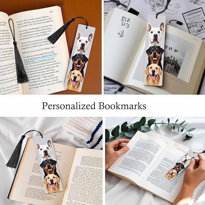 Cute Dogs 5 Pcs Bookmarks Funny Bulldog Puppy Animal Pet Wooden Bookmarks with Tassel for Students Reader Teachers Book Lovers