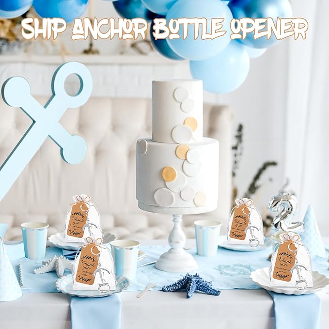 50pcs Anchor Keychain Bottle Opener for Wedding Baby Shower Party Gift Decoration, Nautical Themed Give Away Souvenir for Birthday, Graduation Party Celebration (Silver)