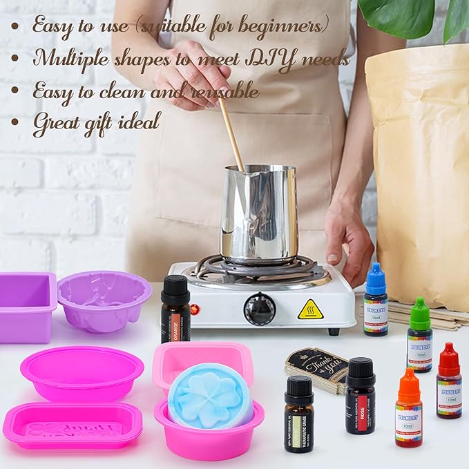 MuseLuxe Soap Making Kit for Adults & Kids - Soap Making Supplies with Melt and Pour - Base,6 Silicone Molds, Colorant,Fragrances,Dried Flowers,Gift Card,DIY Craft Kit for Beginners