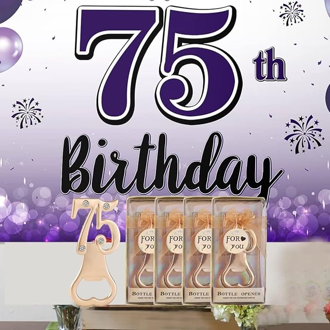 16PCS 75 Bottle Openers 1950 Birthday Party Favors for Guests Gifts Women,75th Birthday Party Favors,75th Wedding Anniversary Golden Wedding Bridal Shower Souvenirs Bottle Opener (16,Gold 75)