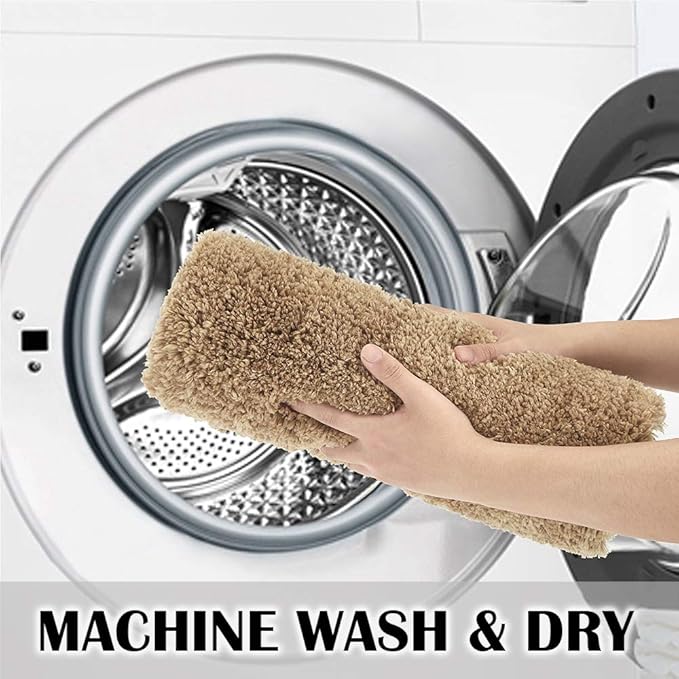 Suchtale Extra Soft & Absorbent Shaggy Bath Mat (24 x 60, Sand) - Machine Washable, Non-Slip Microfiber Bath Mat for Bathrooms, Luxury Floor Mats with Rubber Back