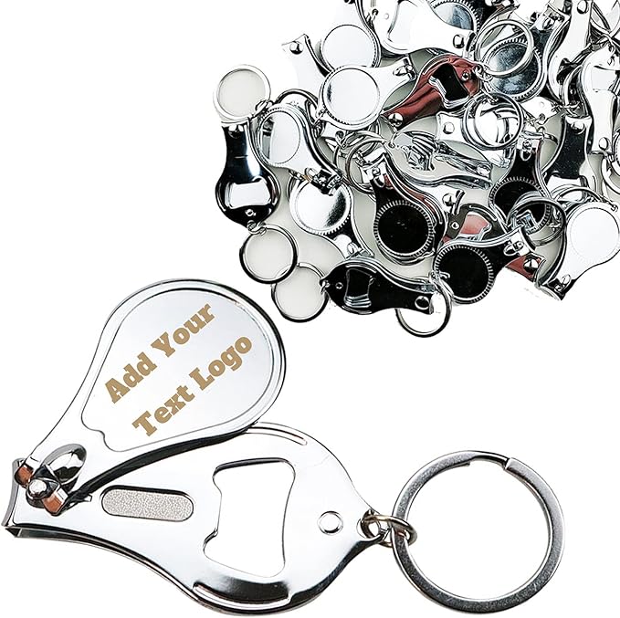 30pcs Personalized Custom Nail Clipper Bottle Opener Keychain Engraved Any Text/Logo Wedding Favors, Brewery, Bar, Anniversaries, Party, Restaurant, Manicure, Guests, Travel