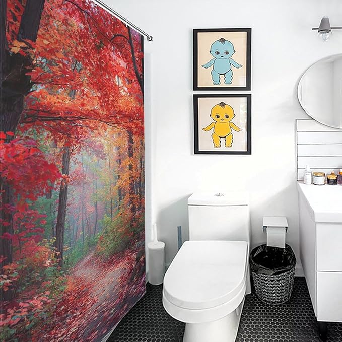 Thanksgiving Fall Maple Shower Curtain Waterproof Washable Fabric Bathroom Shower Curtains for Bathroom Decorations Home Indoor Decor 56x72Inch