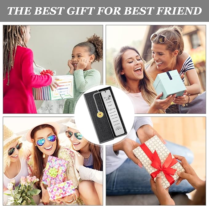 Friendship Gifts: Sunflower & Bookmark Gifts for Best Friends, Long Distance & Special Occasions
