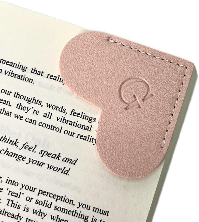 Personalized Leather Book Marks, Heart Bookmark, Unique Cute Handmade Letter Bookmarks Accessories for Reading Women, Teacher, Student, Book Lovers Book Mark Gifts (Pink, G)