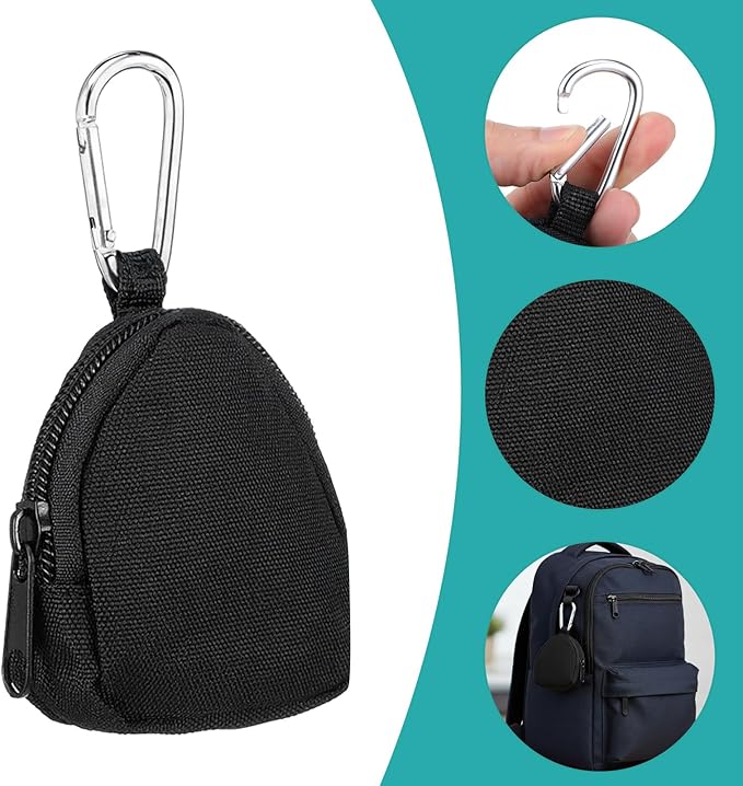 Mini Keychain Pouch, Black Mini Coin Purse Keychain, Black Nylon Coin Pouch for Earphone Car Key Backpack Accessory Pouches