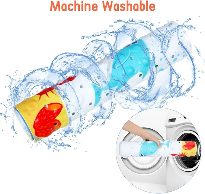 Bath Mat for Tub Non Slip, Machine Washable Anti Slip Cartoon Baby Bathtub Shower Mat with Drain Holes and Suction Cups for Toddler & Kids, 40 Inch x 16 Inch-Rectangular, Little Whale