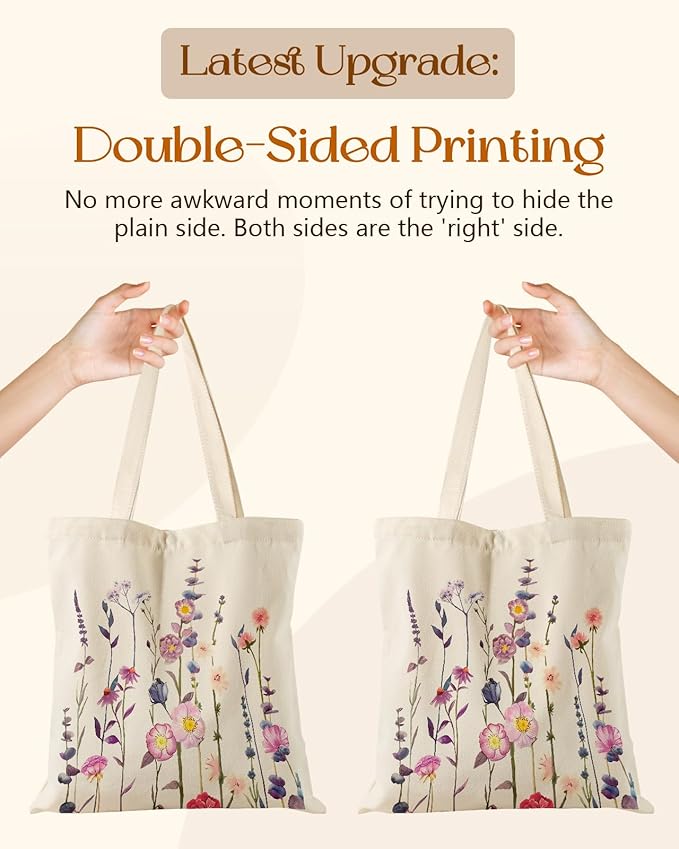 Miss Adola Aesthetic Tote Bag for Girls - with Magnetic Buckle and Zipper Inner Pocket for Women Lady Canvas Cotton Tote Bag
