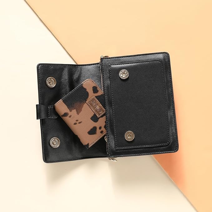SENDEFN Slim Wallet for Women Bifold Small Leather Zipper Pocket Wallet, RFID Blocking Card Holder with ID Window