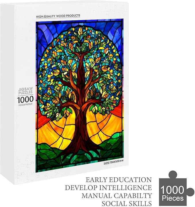 Jigsaw Puzzles for Adults 1000 Piece - Colorful Tree Themed Wooden Puzzles，Funny Puzzles，Stress Relief Games，Puzzle Games Challenge Puzzles，Educational Games