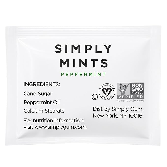 SIMPLY Peppermint Breath Mints, Individually Wrapped Breath Mints in Bulk, 50 Packets (2 per Packet) | Perfect for Office, School, Travel, Party Favors, Restaurants & Hospitality