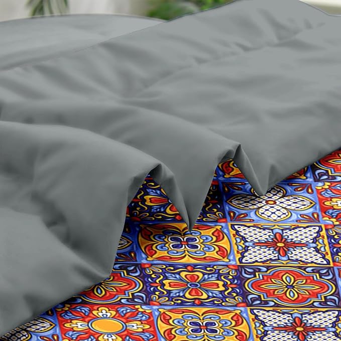 Comforter Set Full Size, Mexican Talavera Ceramic 7 Pcs Bedding for Kids and Adults, Italian Spanish Bed Sheet Sets with Fitted Sheet 2 Pillowcases & 2 Shams for Bedroom Bed Decor